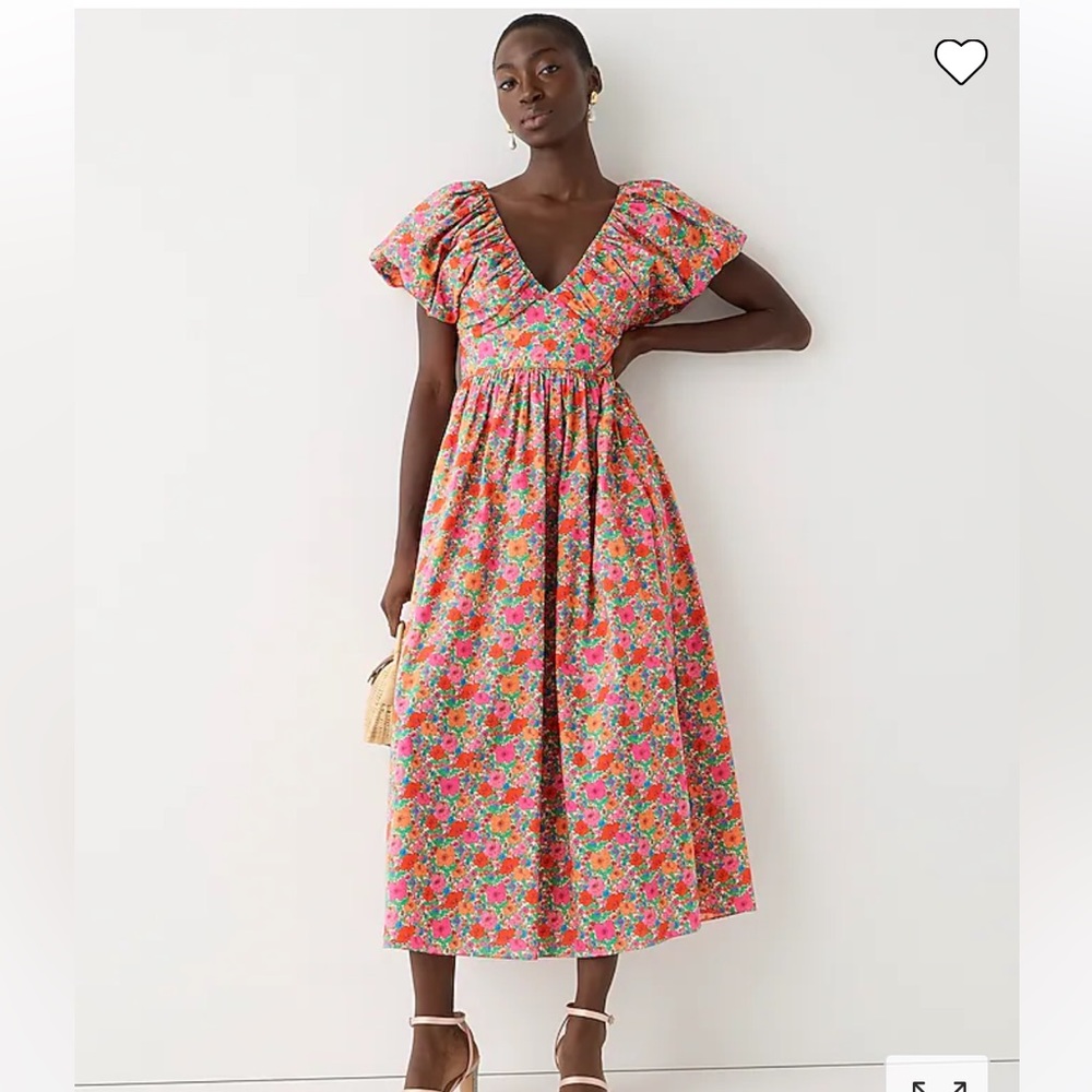 J. Crew Collection bow-back puff-sleeve dress in Liberty® Meadow Song fabric